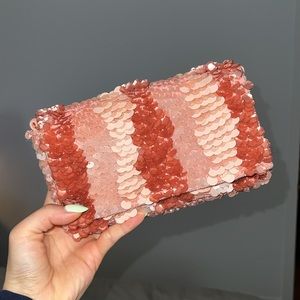 Anthropologie sequin crossbody clutch - pink